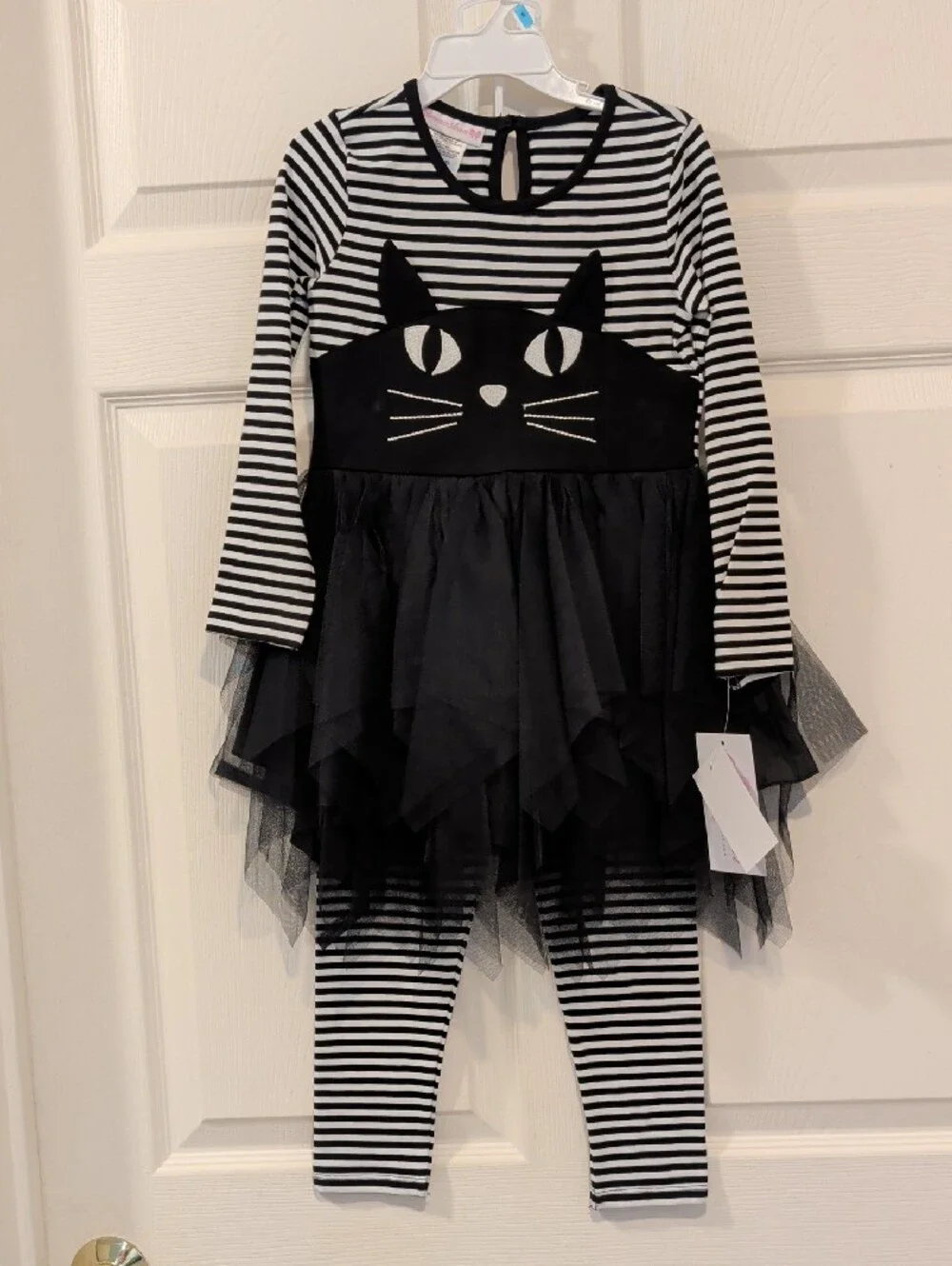 Adorable Bonnie Jean Black Cat outfit with striped leggings Size 5 New with Tags